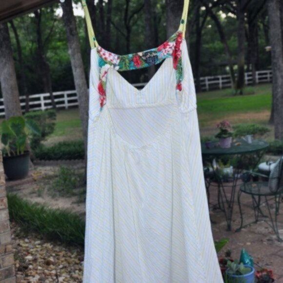 Vintage Free People halter white with green ribbon trim M - Picture 7 of 9